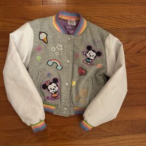 Gray Bomber Jacket with Rainbow Collar